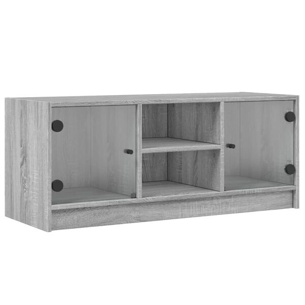 vidaXL Mobile Porta TV con Ante in Vetro Grigio Sonoma 102x37x42 cm