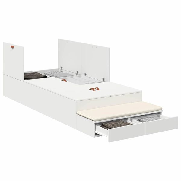 vidaXL Struttura letto con contenitore Bianco 100 cm Legno multistrato