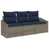 vidaXL Set Divano da Giardino 3 pcs Grigio e Blu Navy polyrattan