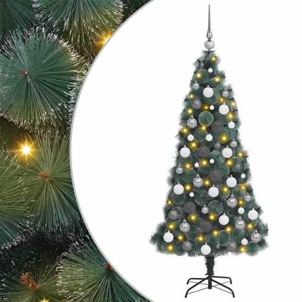 vidaXL Albero di Natale artificiale preilluminato con set di palline