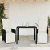 vidaXL Set Bistr&ograve; da Giardino 3 pz con Cuscini in Polyrattan Nero