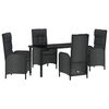 vidaXL Set da Pranzo per Giardino 5 pz Nero polyrattan