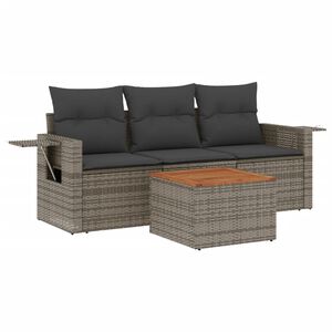 vidaXL Set Divani da Giardino 4 pz con Cuscini in Polyrattan Grigio