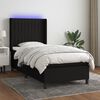 vidaXL Letto a Molle con Materasso e LED Nero 90x190 cm in Tessuto