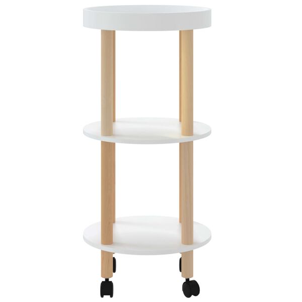 vidaXL Carrello 3 Ripiani Bianco 38x38x82 cm Legno Multistrato e Pino