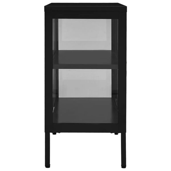 vidaXL Credenza Nera 70x35x70 cm in Acciaio e Vetro