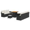vidaXL Set Divano da Giardino 10 pz Nero polyrattan