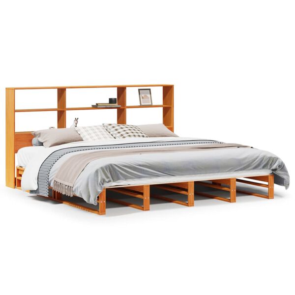 vidaXL Letto Libreria senza Materasso Marrone Cera 180x200 cm Legno