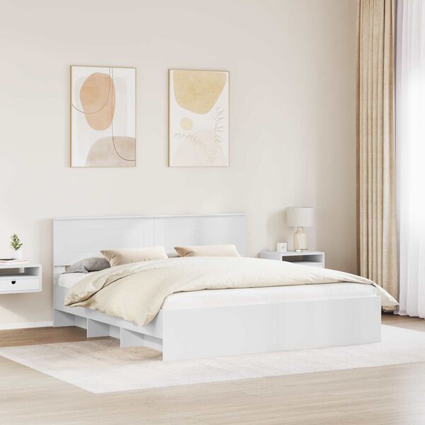 vidaXL Struttura del letto Bianco 200 x 200 cm Legno multistrato