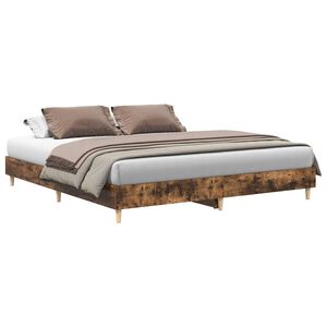 vidaXL Giroletto senza Materasso Rovere Fumo 160x200 cm in Truciolato