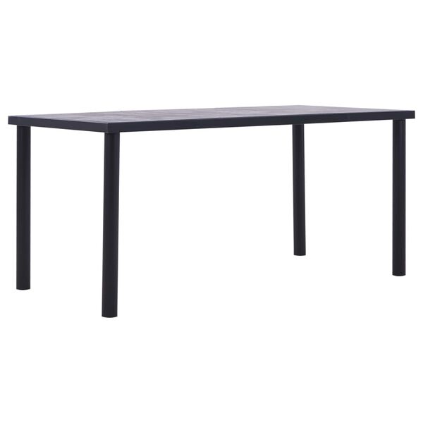 vidaXL Tavolo da Pranzo Nero e Grigio Cemento 160x80x75 cm in MDF