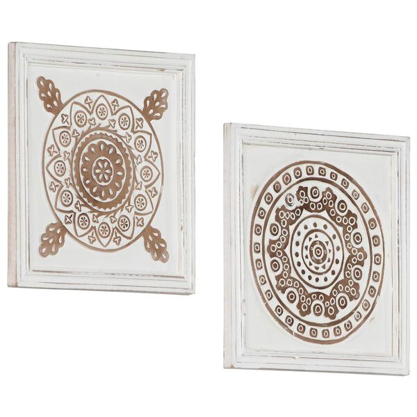 vidaXL Decorazione artistica 2 pcs Marrone e bianco 40 x 40 x 1,5 cm