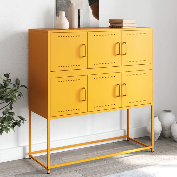 vidaXL Credenza Giallo Senape 100,5x39x107 cm in Acciaio