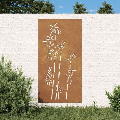 vidaXL Decorazione Muro da Giardino 105x55 cm Bambù in Acciaio Corten
