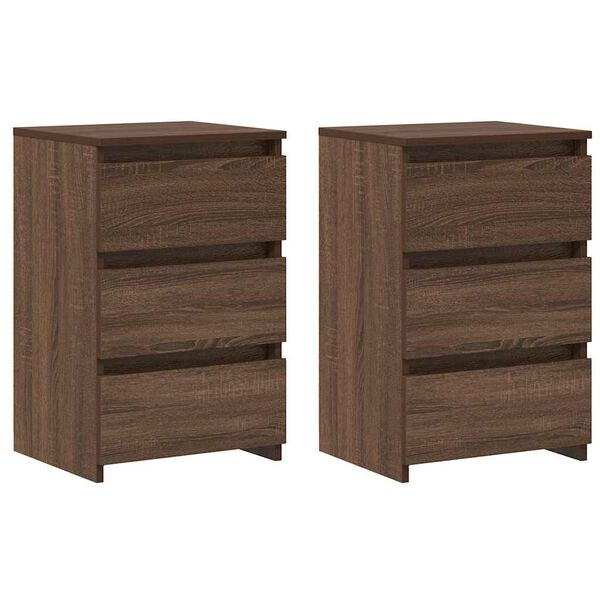 vidaXL Comodini Rovere Marrone 2 pz 40x35x62,5 cm in Legno Multistrato