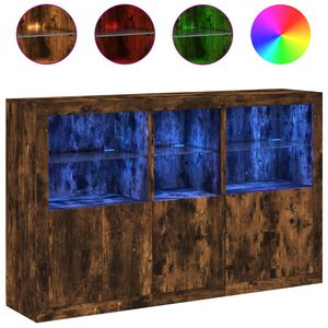 vidaXL Credenza con Luci LED Rovere Fumo 162x37x100 cm
