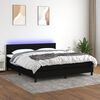 vidaXL Letto a Molle con Materasso e LED Nero 180x200cm in Tessuto