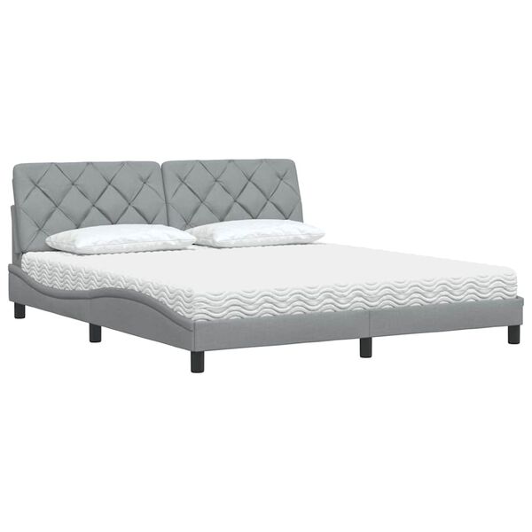 vidaXL Letto con Materasso Grigio Chiaro180x200 cm Tessuto
