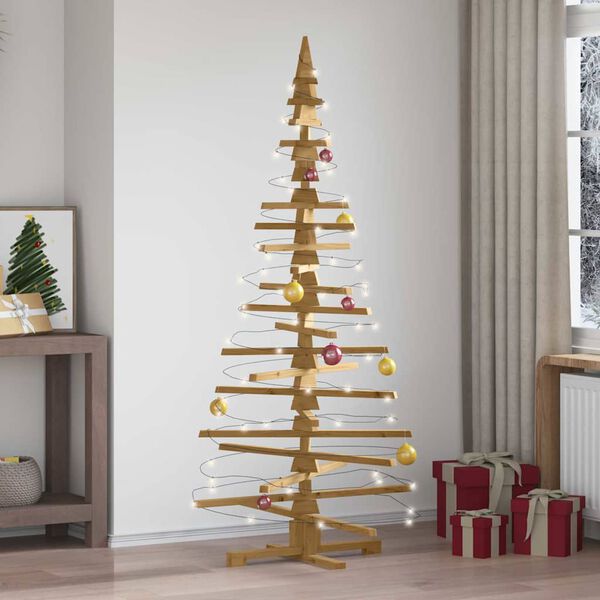 vidaXL Albero di Natale in legno Marrone 180 cm Legno di pino massello