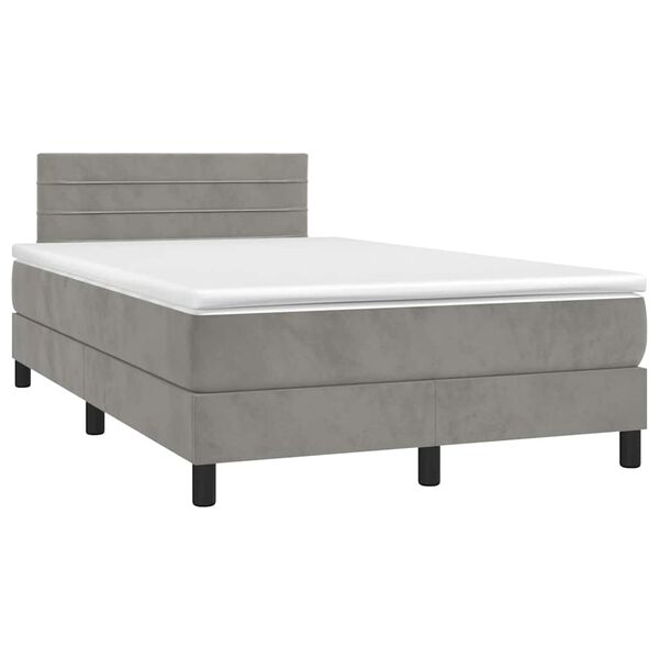 vidaXL Letto a Molle con Materasso e LED Grigio Chiaro 120x190 cm Velluto