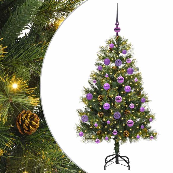 vidaXL Albero di Natale artificiale pieghevole con coni Verde 120 cm