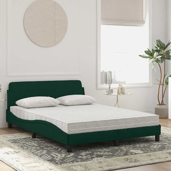 vidaXL Letto con Materasso Dover Verde Scuro 140x190 cm in Velluto