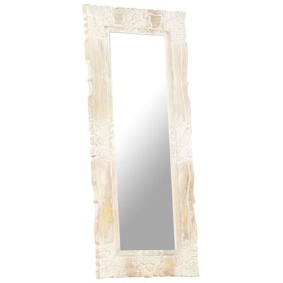 vidaXL Specchio Bianco 110x50 cm in Legno Massello di Mango