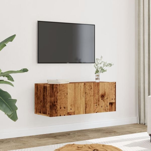 vidaXL Mobili TV a Parete 2pz Legno Antico 80x30x30 cm