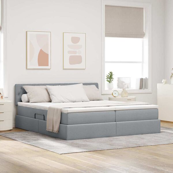 vidaXL Letto con testiera Grigio chiaro 200 x 200 cm Tessuto