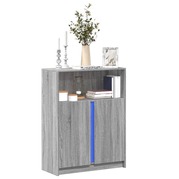 vidaXL Credenza con LED Grigio Sonoma 77x34x100cm in Legno Multistrato