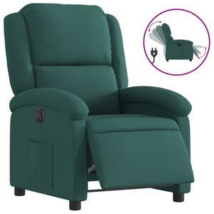 vidaXL Poltrona Elettrica Reclinabile Verde Scuro in Tessuto