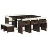 vidaXL Set da Pranzo da Giardino 11 pz con Cuscini Polyrattan Marrone