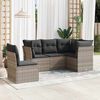vidaXL Set Divano da Giardino 5pz con Cuscini Grigio Chiaro Polyrattan