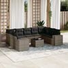 vidaXL Set Divano da Giardino 10 pz con Cuscini Grigio in Polyrattan