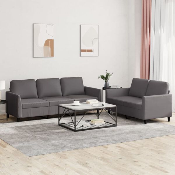 vidaXL Set di Divani 2 pz con Cuscini Grigio in Similpelle