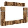 vidaXL Set Mobile TV 8 pz Montato a Parete Legno Antico in Truciolato