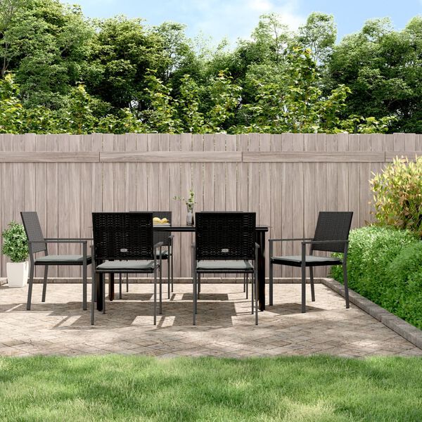 vidaXL Set Pranzo da Giardino 7 pz con Cuscini in Polyrattan e Acciaio