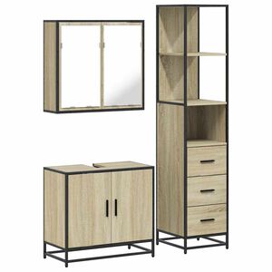 vidaXL Set Mobili da Bagno 3 pz Rovere Sonoma in Legno Multistrato