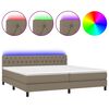 vidaXL Letto a Molle Materasso e LED tortora 200x200cm in Tessuto