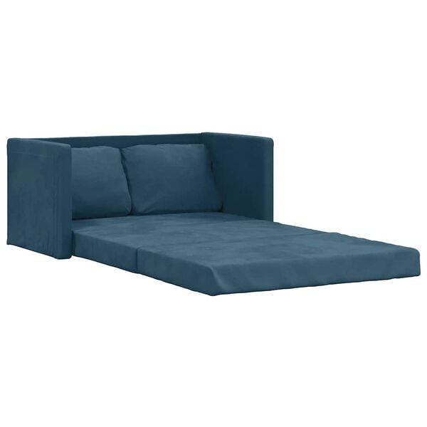 vidaXL Divano Letto da Terra 2 in 1 Blu 122x204x55 cm Velluto