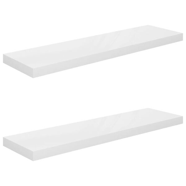 vidaXL Scaffali a Parete 2 pz Bianco Lucido 90x23,5x3,8 cm in MDF