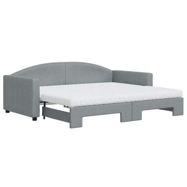vidaXL Divano Letto Estraibile Materassi Grigio Chiaro 90x190 Tessuto