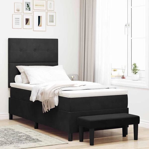 vidaXL Letto a molle con materasso Nero 90 x 200 cm Velluto