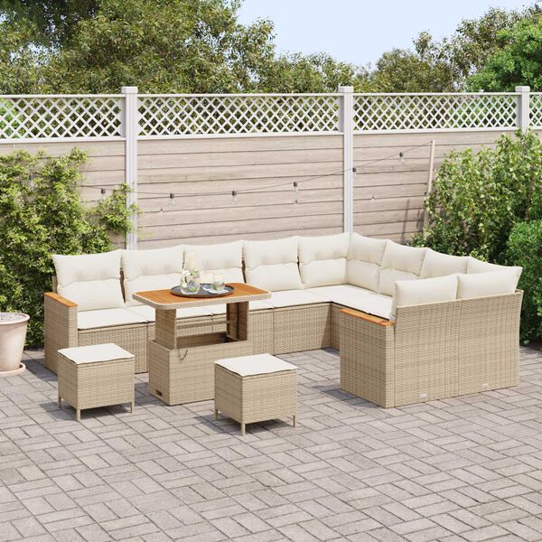 vidaXL Set Divano da Giardino 12 pcs Beige Rattan in Polipropilene