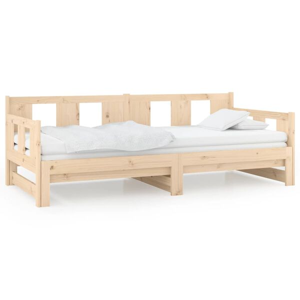 vidaXL Dormeuse Estraibile in Legno Massello di Pino 2x(90x200) cm