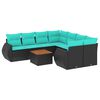 vidaXL Set Divani da Giardino 9 pz con Cuscini Nero in Polyrattan
