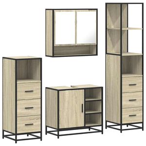 vidaXL Set Mobili da Bagno 4 pz Rovere Sonoma in Legno Multistrato