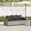 vidaXL Divano da Giardino con Cuscini 3 Posti Grigio Chiaro Polyrattan