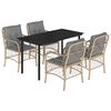 vidaXL Set Pranzo da Giardino 5 pz con Cuscini Beige Misto Polyrattan
