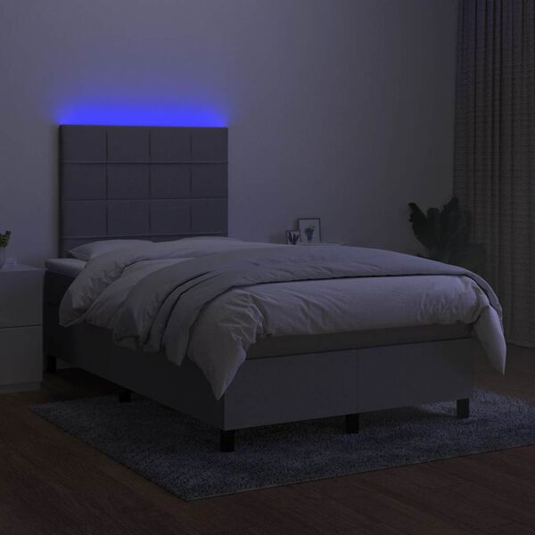 vidaXL Letto a Molle Materasso e LED Grigio Chiaro 120x190 cm Tessuto